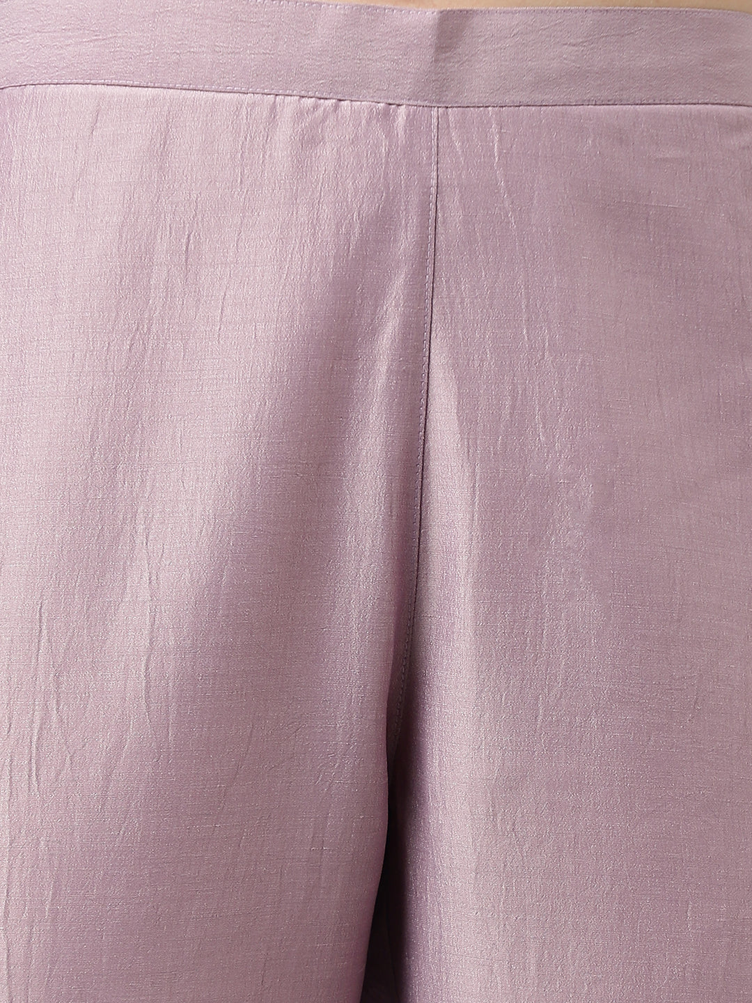 Janasya Women's Lavender Chinon Solid Straight Festive Kurta Set | Grocsy