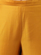 Janasya Women's Mustard Chinon Solid Straight Festive Kurta Set | Grocsy