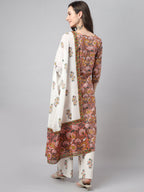 Janasya Women's Pink Cotton Floral Printed Straight Festive Kurta Set | Grocsy
