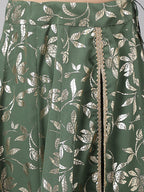 Janasya Women's Olive Green Crepe Solid Lehenga Choli With Pant | Grocsy