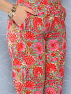 Janasya Women's Multicolor Cotton Floral Printed Peplum Casual Top Set | Grocsy