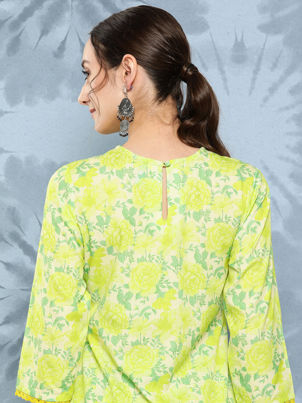 Janasya Women's Lemon Green Crepe Digital Printed Straight Casual Kurta Set | Grocsy