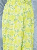 Janasya Women's Lemon Green Crepe Digital Printed Straight Casual Kurta Set | Grocsy
