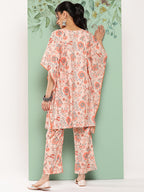 Janasya Women's Peach Crepe Digital Printed Kaftan Casual Kaftan Set | Grocsy