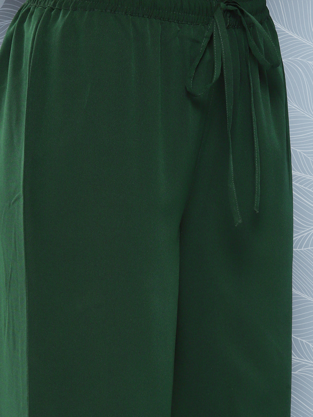Janasya Women's Bottle Green Crepe Foil Printed A-line Festive Short Kurta Set | Grocsy