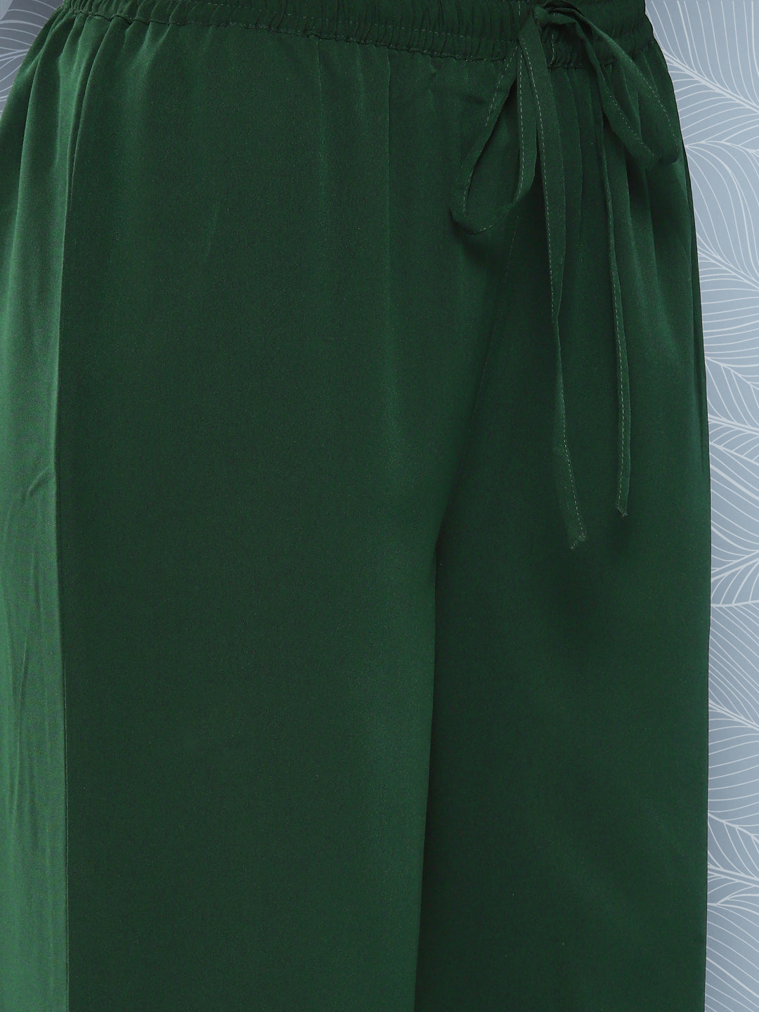 Janasya Women's Bottle Green Crepe Foil Printed A-line Festive Short Kurta Set | Grocsy