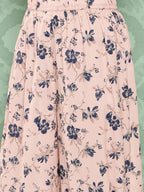 Janasya Women's Light Peach Crepe Digital Printed Straight Casual Kurta Set | Grocsy