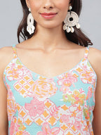 Janasya Women's Multicolor Cotton Floral Printed A-line Party Kurta Set | Grocsy