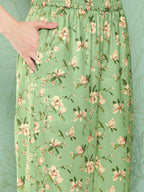 Janasya Women's Green Moss Digital Floral Printed Straight Casual Kurta Set | Grocsy