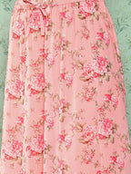 Janasya Women's Peach Georgette Digital Floral Printed Peplum Festive Top Set | Grocsy