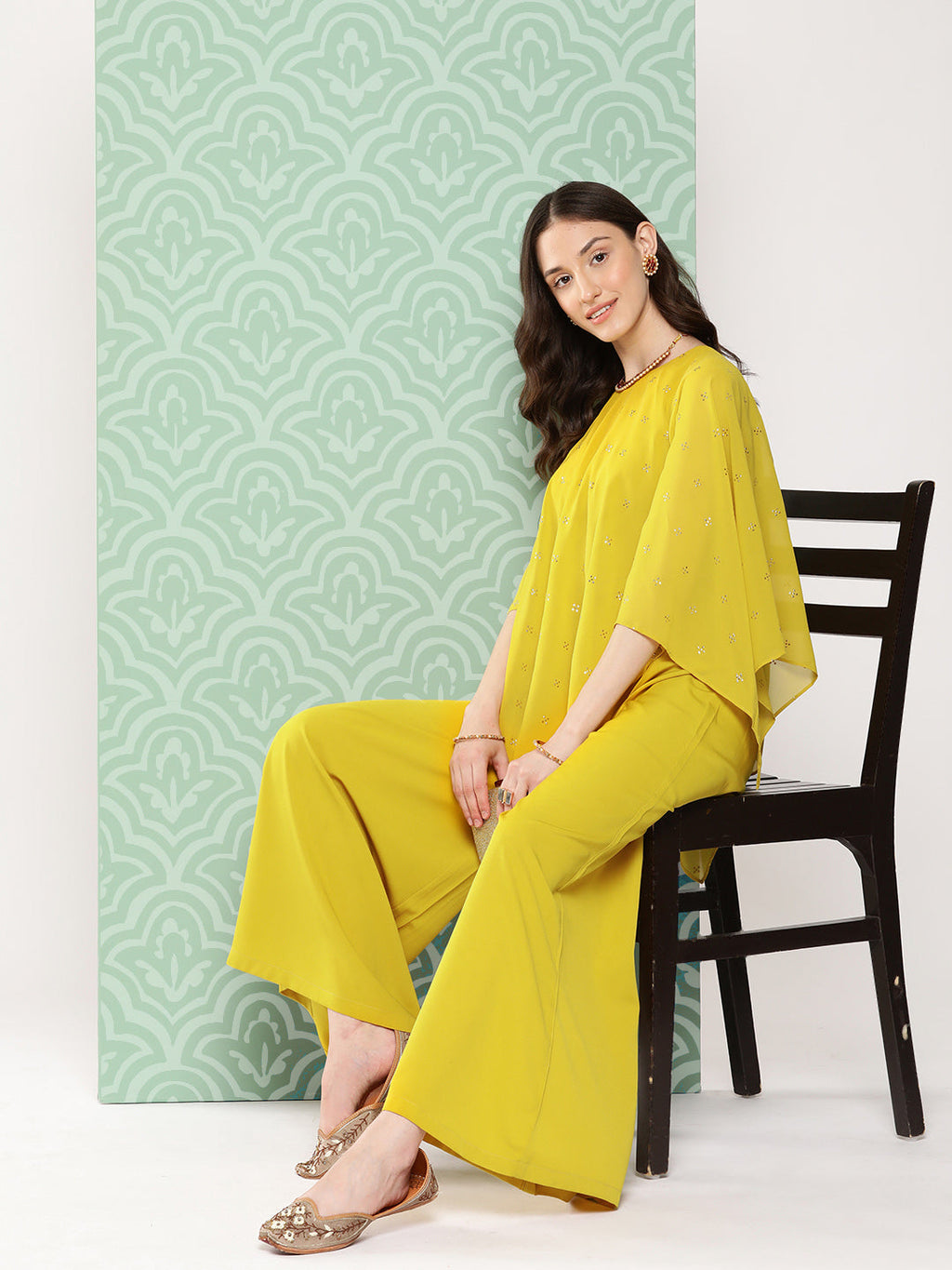 Janasya Women's Yellow Crepe Solid Crop Top Festive Top Set | Grocsy