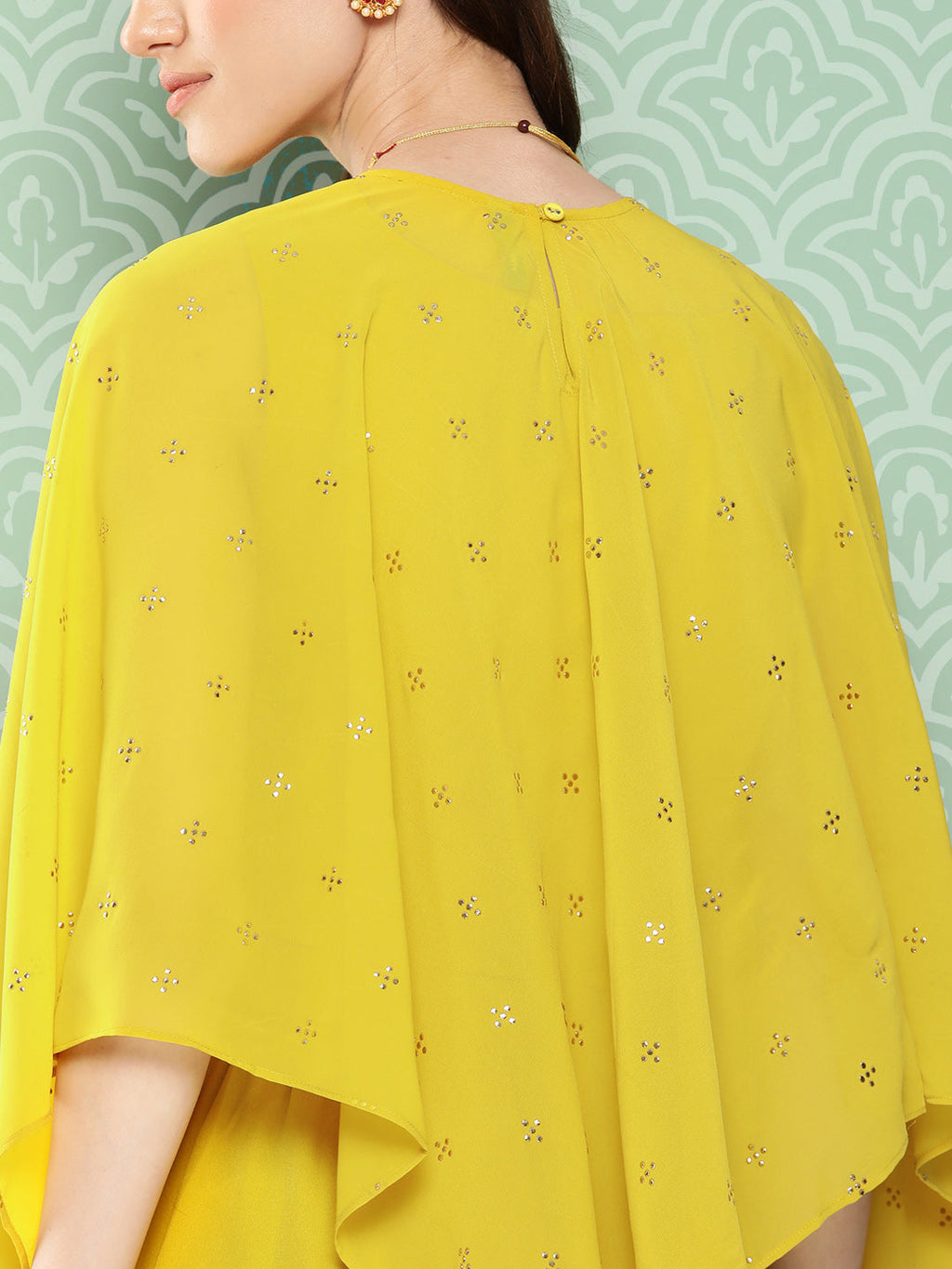 Janasya Women's Yellow Crepe Solid Crop Top Festive Top Set | Grocsy