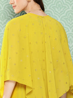 Janasya Women's Yellow Crepe Solid Crop Top Festive Top Set | Grocsy
