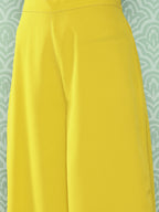 Janasya Women's Yellow Crepe Solid Crop Top Festive Top Set | Grocsy