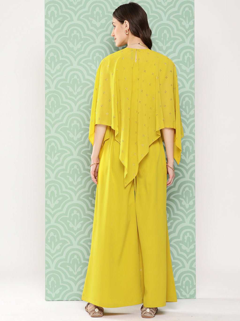 Janasya Women's Yellow Crepe Solid Crop Top Festive Top Set | Grocsy