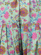 Janasya Women's Sage Green Cotton Floral Printed Flared Casual Short Kurta Set | Grocsy