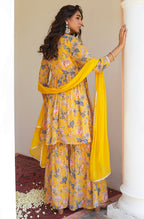 Janasya Yellow Georgette Digital Floral Printed Set | Grocsy