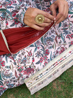 Janasya Beige Georgette Digital Floral Printed Set | Grocsy