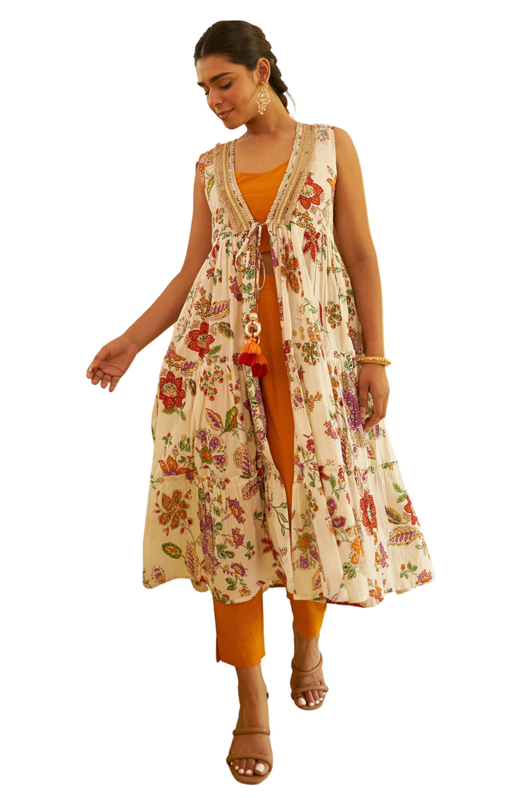 Janasya Orange Cotton Solid Set | Grocsy