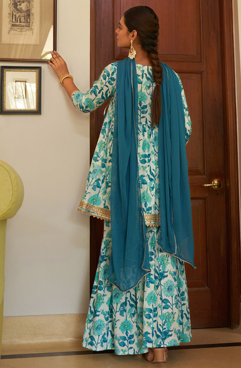 Janasya White Cotton Floral Printed Set | Grocsy