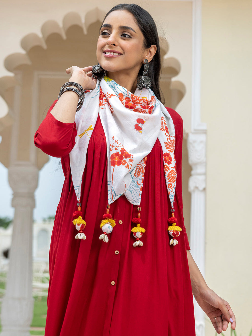 Janasya Women's Maroon Rayon Solid Festive Gathered Kurta Set | Grocsy
