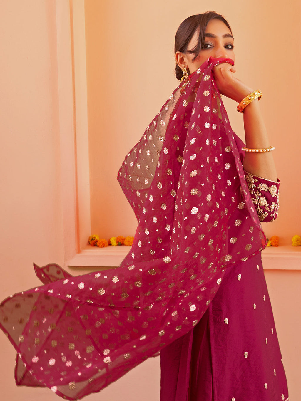 Janasya Women's Pink Chanderi Embellished Festive Straight Kurta Set | Grocsy