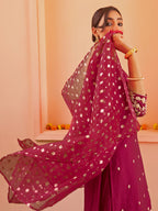 Janasya Women's Pink Chanderi Embellished Festive Straight Kurta Set | Grocsy