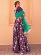 Janasya Purple Georgette Digital Floral Printed Festive Lehenga Choli | Grocsy