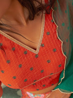 Janasya Orange Georgette Digital Floral Printed Festive Lehenga Choli | Grocsy