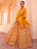 Janasya Mustard Georgette Digital Floral Printed Festive Lehenga Choli | Grocsy
