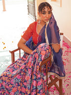 Janasya Red Georgette Digital Floral Printed Festive Lehenga Choli | Grocsy