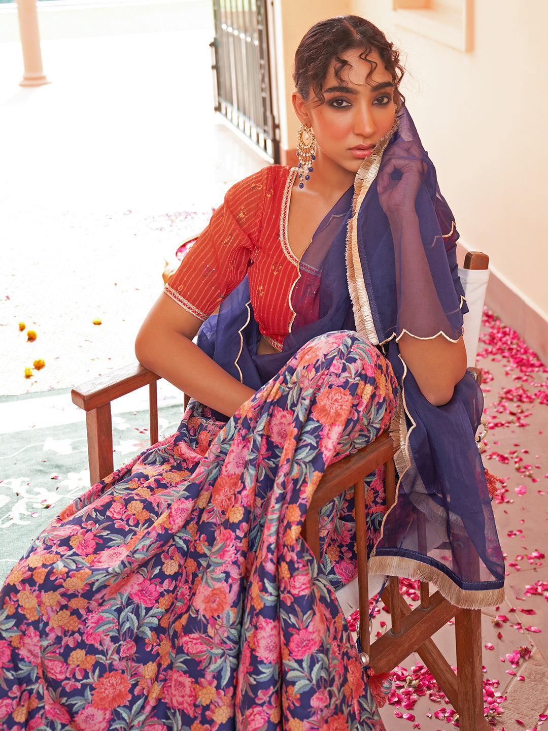 Janasya Red Georgette Digital Floral Printed Festive Lehenga Choli | Grocsy