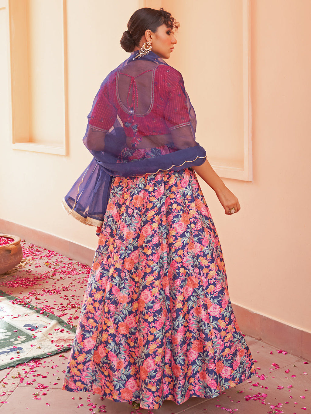 Janasya Red Georgette Digital Floral Printed Festive Lehenga Choli | Grocsy