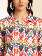 Janasya Multicolor Cotton Ikat Printed Set | Grocsy