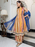 Janasya Women's Multicolor Cotton Ethnic Printed Festive A-line Kurta Set | Grocsy