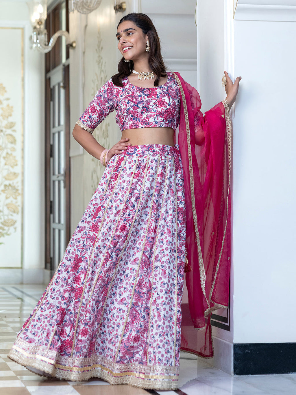 Janasya White Cotton Embellished Festive Lehenga Choli | Grocsy