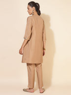 Janasya Beige Crepe Silk Embellished Set | Grocsy