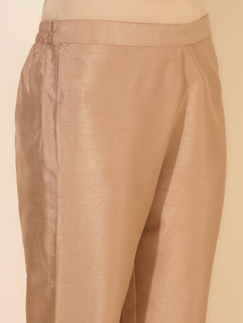 Janasya Beige Crepe Silk Embellished Set | Grocsy
