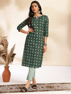 Janasya Green Cotton Printed Sets | Grocsy
