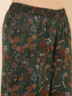 Janasya Green Chiffon Lurex Floral Printed Co-ords | Grocsy