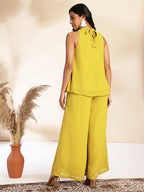 Janasya Yellow Dobby Chiffon Solid Sets | Grocsy