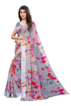 Vamika Grey Linen Satin Border Saree | Grocsy