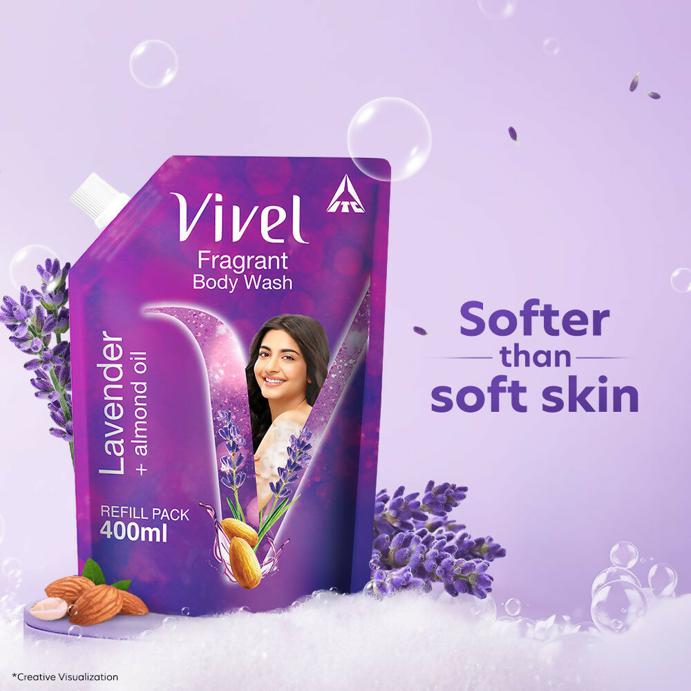 Vivel Fragrant Body Wash Lavender & Almond Oil Moisturizing Shower Gel Supersaver Refill Pack | Grocsy