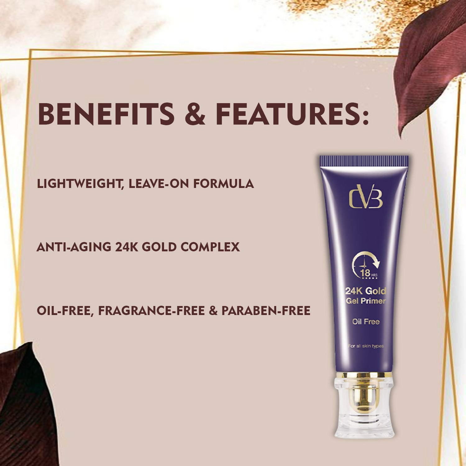 CVB C15 24K Gold Gel Primer for Pores Minimization Anti-Ageing Oil-Free | Grocsy