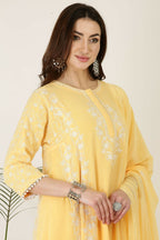 Joban Fashion Yellow&White Georgette Kurta Set | Grocsy