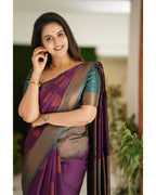 DEIANA'S Beautiful Designer Golden zari Soft Lichi Silk Saree - Majenta | Grocsy