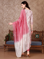 Hand Embroidered & Floral Printed Kurta With Pant & Dupatta Luxury, Multicolor - Hiral Fashion | Grocsy