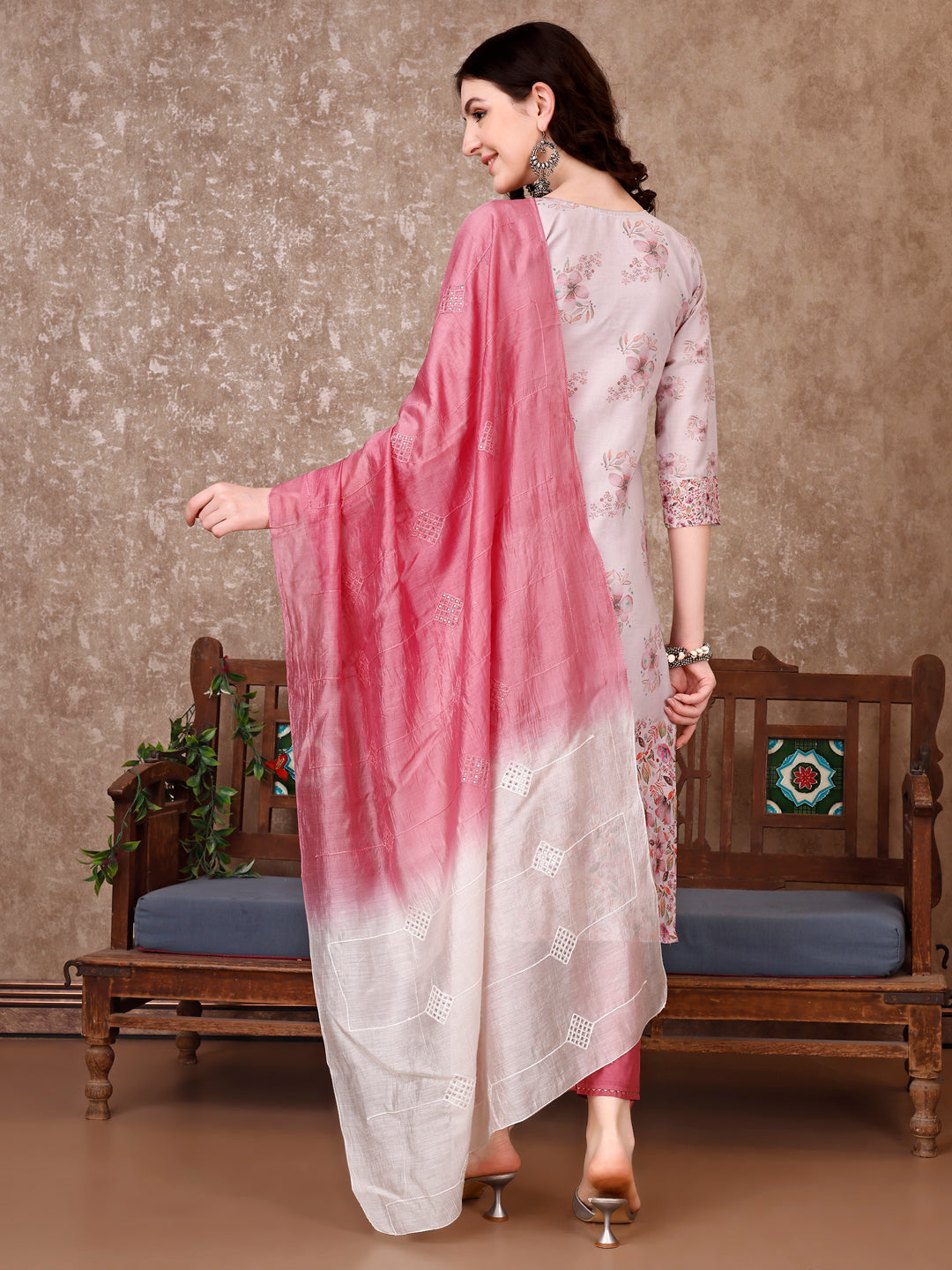 Hand Embroidered & Floral Printed Kurta With Pant & Dupatta Luxury, Multicolor - Hiral Fashion | Grocsy