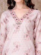 Hand Embroidered & Floral Printed Kurta With Pant & Dupatta Luxury, Multicolor - Hiral Fashion | Grocsy