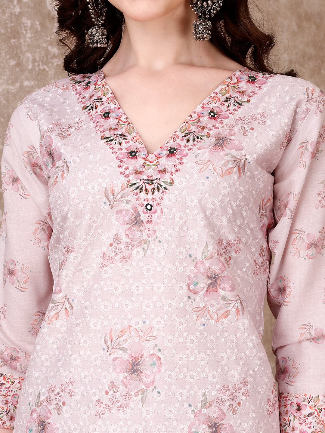 Hand Embroidered & Floral Printed Kurta With Pant & Dupatta Luxury, Multicolor - Hiral Fashion | Grocsy